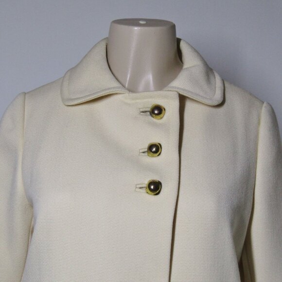 VTG 1960s Saks Fifth Avenue Cream MCM Jackie O S wool Demure Twee Retro Coat - Picture 2 of 14